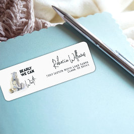 Etiqueta Chá de fraldas de Garota Rosa Polar Bear