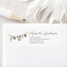 Etiqueta Chá de fraldas De Pequeno Caçador Elegante De Aqua