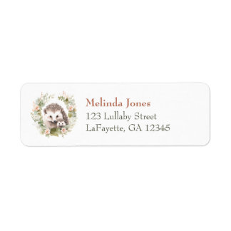 Etiqueta Chá de fraldas de Woodland, Cute Hedgehog