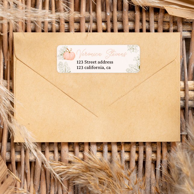 Etiqueta Chá de fraldas floral de abóbora rosa (Pink pumpkin floral chic baby shower label)