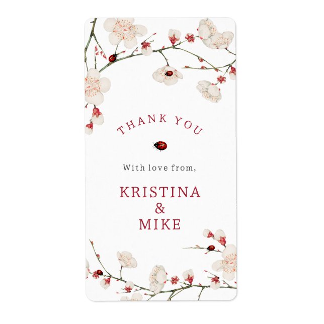 Etiqueta Chá de fraldas Ladybug Obrigado Sticker (Frente)