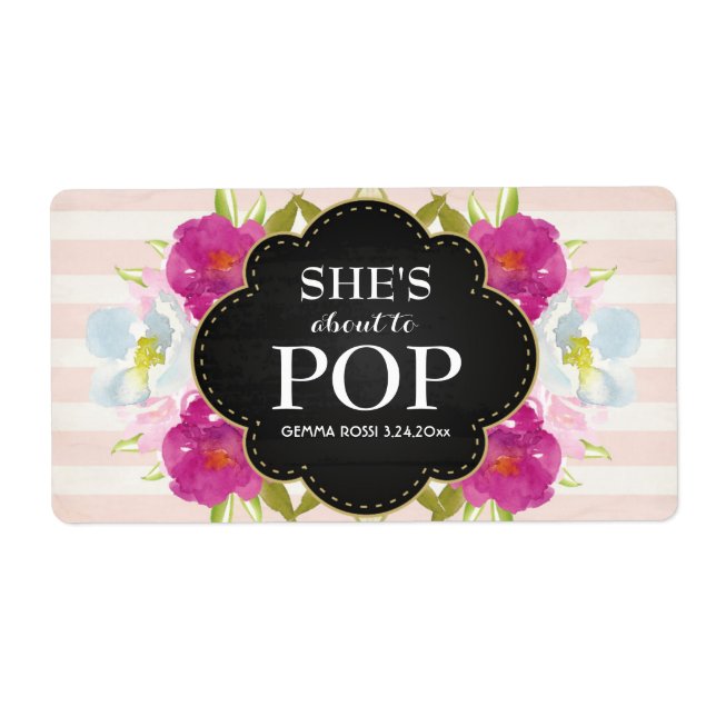 Etiqueta Chá de fraldas Mini Champagne Label Girl (Frente)