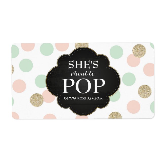 Etiqueta Chá de fraldas Mini Champagne Rótulo do Gênero Neu (Frente)