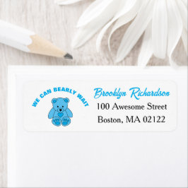 Etiqueta Chá de fraldas Podemos Esperar Um Urso Azul