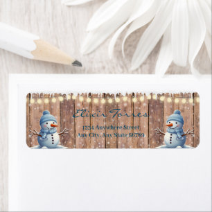 Etiqueta Chá de fraldas Russo Moderno Elegante Blue Snowman