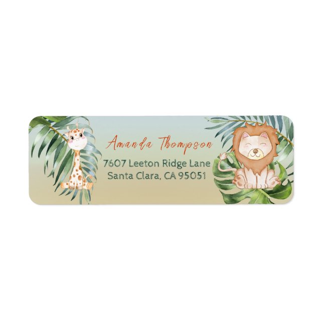 Etiqueta Chá de fraldas Selvagem Safari (Frente)