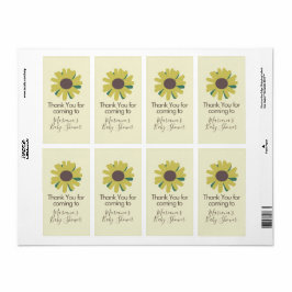 Etiqueta Chá de fraldas simples Girassóis