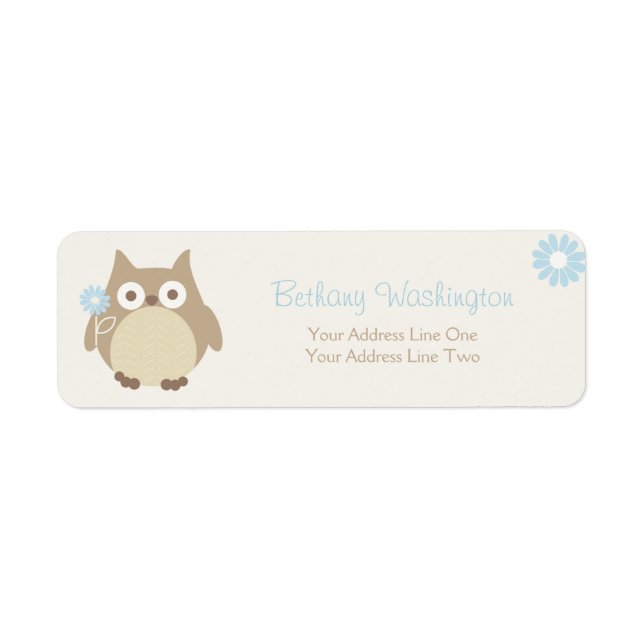 Etiqueta Chá de fraldas Whimsical Boy Owl (Frente)
