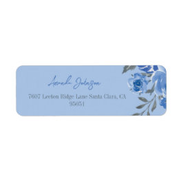 Etiqueta Chá de Noiva Floral Aquarela Azul