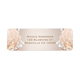 Etiqueta Chá de Noiva Floral Rosa e Dourado Moderno Qualque