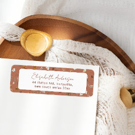 Etiqueta Chá de Noiva Flores Silvestres Terracota Boêmio