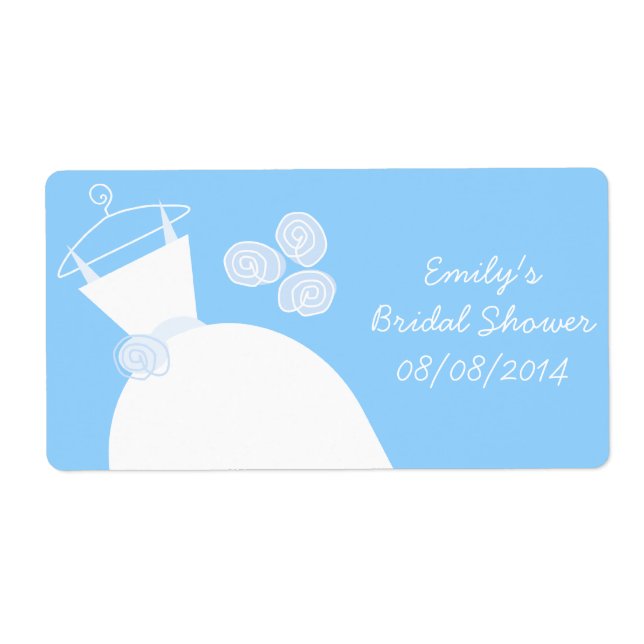 Etiqueta Chá de panela Azul de Casamento horizontal (Frente)