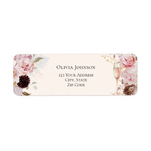 Etiqueta Chá de panela de Champanhe Floral Rosa