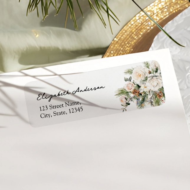 Etiqueta Chá de panela Floral de inverno Evergreen (Criador carregado)