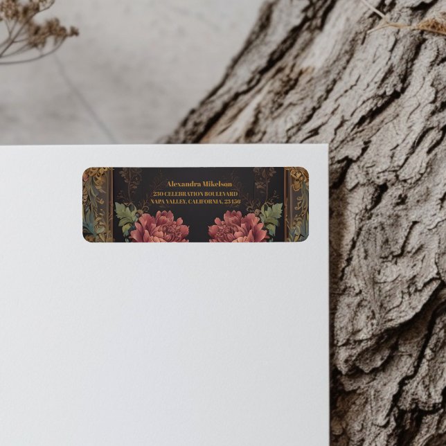 Etiqueta Chá de panela Gótico Vitoriano Floral (Criador carregado)