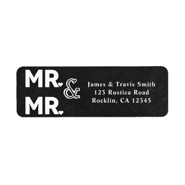 Etiqueta Chalkboard Chalk MR & MR Gay Noivado Casamento (Frente)