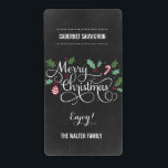 Etiqueta Chalkboard Felry Christmas Wine Bottle Labs<br><div class="desc">Estas etiquetas de na moda podem ser usadas para vestir garrafas de vinho ou outros recipientes de comida/bebida de sua escolha! Visite nosso site em www.berryberrysweet.com para mais opções de design.</div>