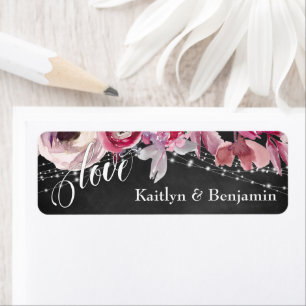 Etiqueta Chalkboard, Luzes, Flores De Aquarela Rosa, Amor