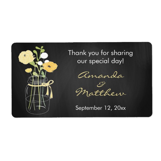 Etiqueta Chalkboard Mason Jar Wedding Favor Labels (Frente)