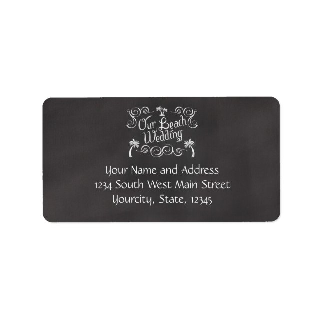 Etiqueta Chalkboard Our Beach Weding (Frente)