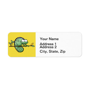 Etiqueta Chameleon Cartoon Lizard Cute