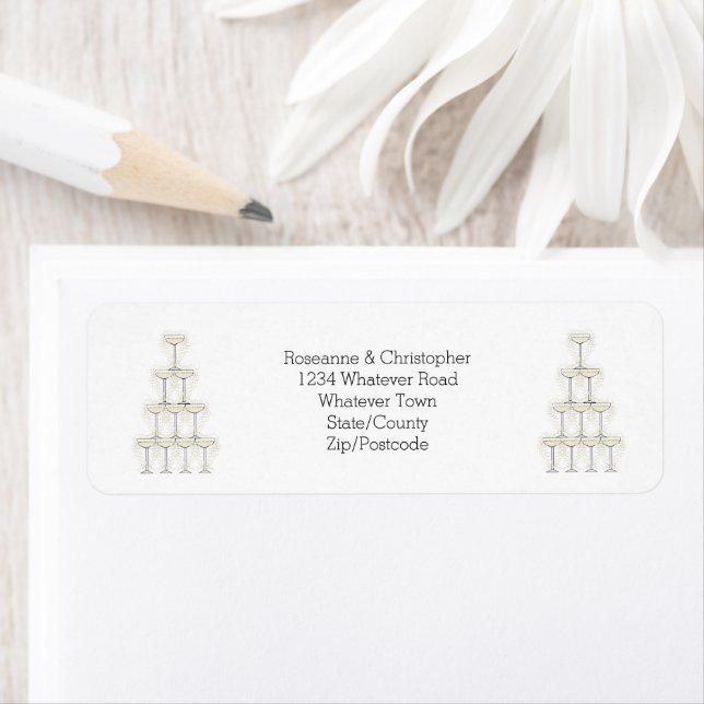 Etiqueta Champagne Glasses Simple Wedding (Insitu)