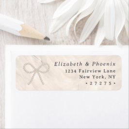 Etiqueta Champagne Pearl Bow Elegant Wedding Return Address