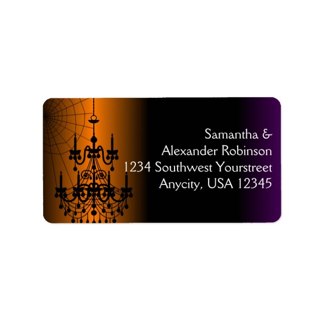 Etiqueta Chandelier do Dia das Bruxas Laranja/Preto (Frente)