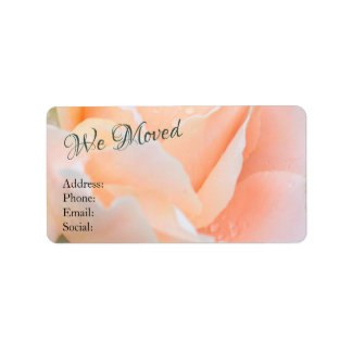 Etiqueta Change of Address – Elegant Peach Rose Floral