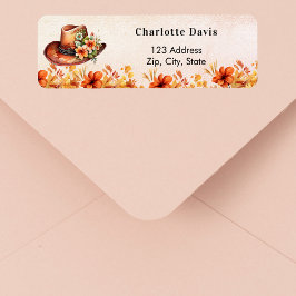 Etiqueta Chapéu de cowgirl boho chic de outono endereço de