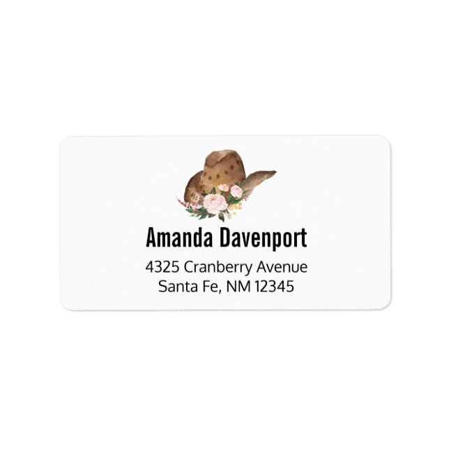 Etiqueta Chapéu de Cowgirl Brown com Flores Rosa (Frente)