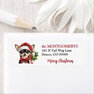 Etiqueta Chapéu de Papai Noel Chihuahua Endereço de Devoluç