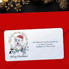 Etiqueta Chapéu de Papai Noel Husky Endereço de Natal Perso