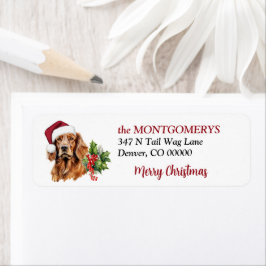 Etiqueta Chapéu de Papai Noel Setter Irlandês Endereço de R