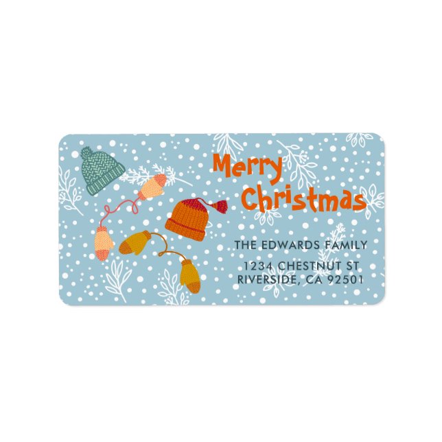 Etiqueta Chapéus e Mittens Winter, de malha (Frente)