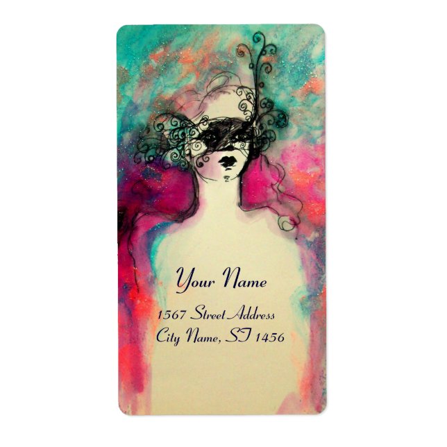 Etiqueta CHARM, cor-de-rosa azul-preto (Frente)