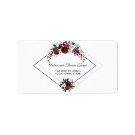 Etiqueta Charm Geométrico Burgundy Floral Marinho Casamento
