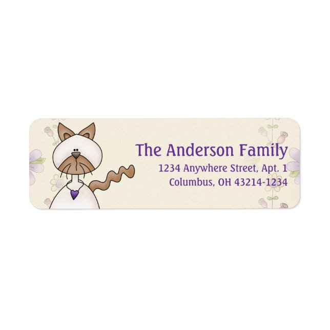 Etiqueta Charuto Antics White Brown Cat Address Labels (Frente)