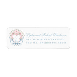 Etiqueta Cherry Blossom Crest Script Wedding Endereço de De