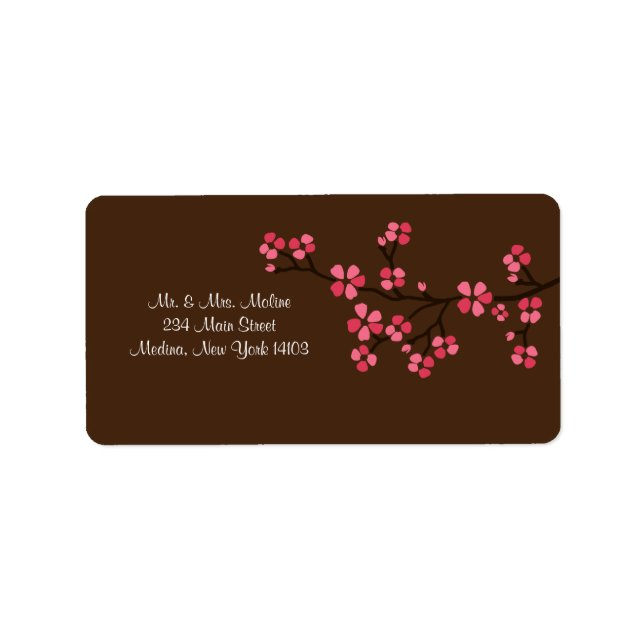 Etiqueta Cherry Blossom Mocha Rótulo de Regresso de Bridal  (Frente)
