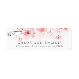 Etiqueta Cherry Blossom Rustic Floral Address