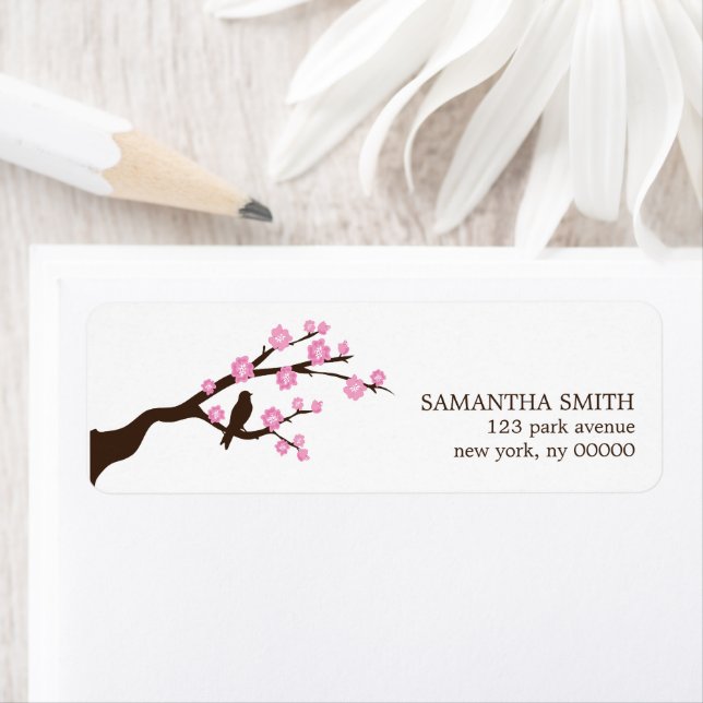 Etiqueta Cherry Blossoms Endereço Labels (Insitu)