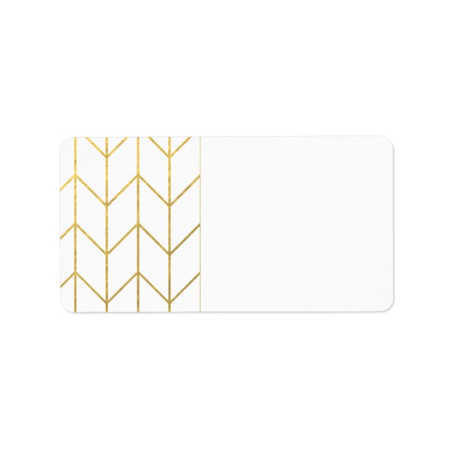 Etiqueta Chevron Branco Dourado Fundo Moderno Chic (Frente)