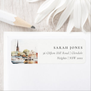 Etiqueta Chic Annapolis Maryland Watercolor Endereço