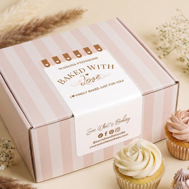 Etiqueta Chic Awing Baked With Love Rolling Pin Bakery Seal (Chic Awing Baked With Love Rolling Pin Bakery Seal Label)