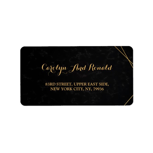 Etiqueta Chic Black & Dourado Quadro geométrico (Frente)