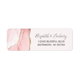 Etiqueta Chic Blush Rosa Dourado Agate Endereço de Devoluçã