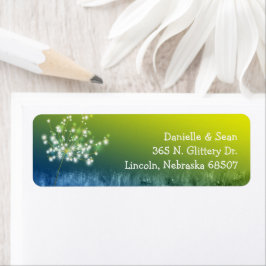 Etiqueta Chic Dandelion Green Wedding Return Address