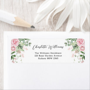 Etiqueta Chic Dusty Pink Floral Rosa Garden Endereço de Dev