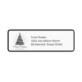 Etiqueta Chic Elegant Black White Christmas Mail Return